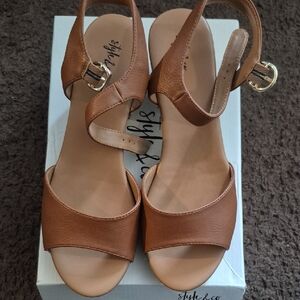 Style & Co. Women's Brown Sandals with Gold Buckle